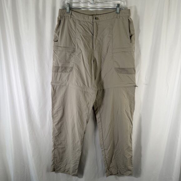 Columbia Convertible Pants Women's Large Khaki Cargo UPF 30+ Hiking Nylon - Picture 1 of 12